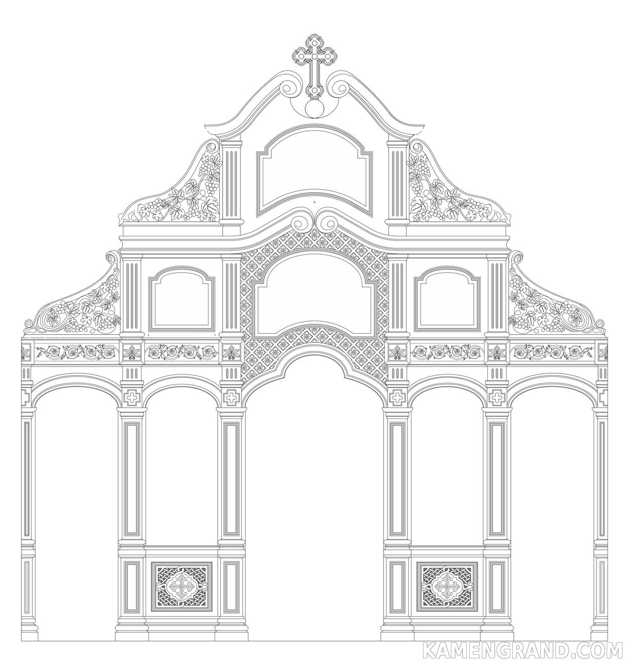 Иконостас в церковь в необарочном стиле проект