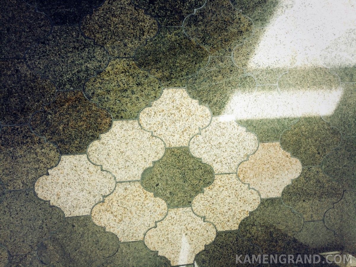 Гранитная плитка зеленая полированная, 160x200х10 мм, гранит China Green, серия «Flower»