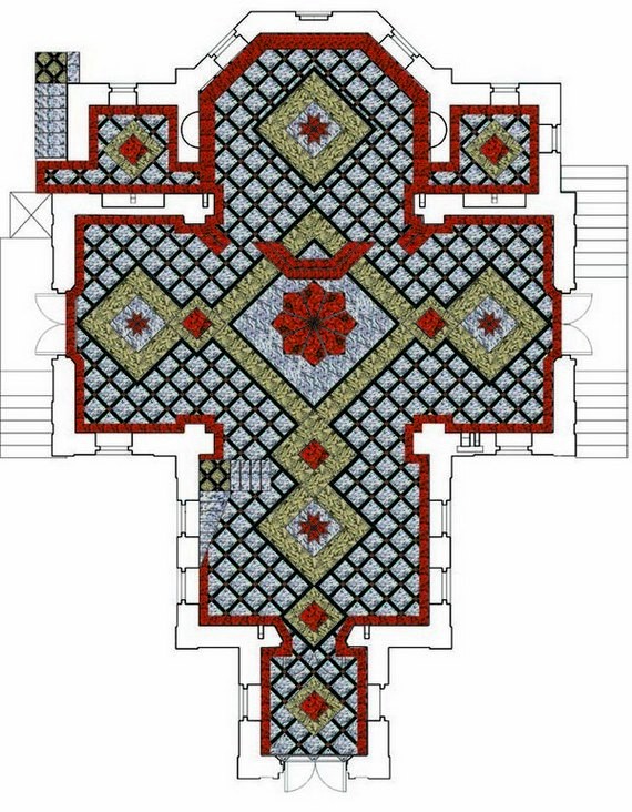 Проекты полов в храме из гранитной плитки, Вариант 2.