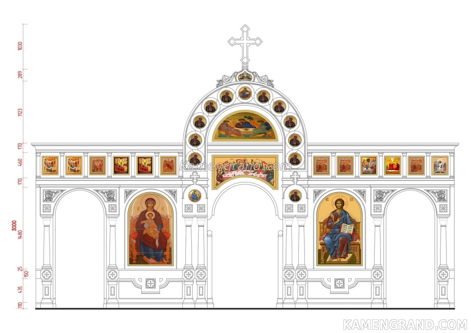 Проект иконостаса в церковь в неовизантийском стиле