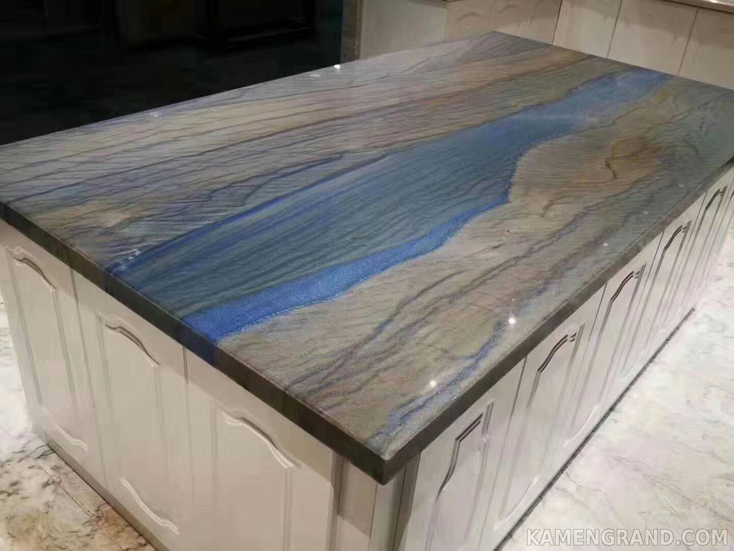 Столешница для кухни из голубого мрамора Blue Sky