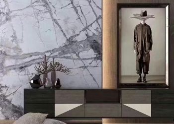 Панно на стену из белого мрамора White Painting Black