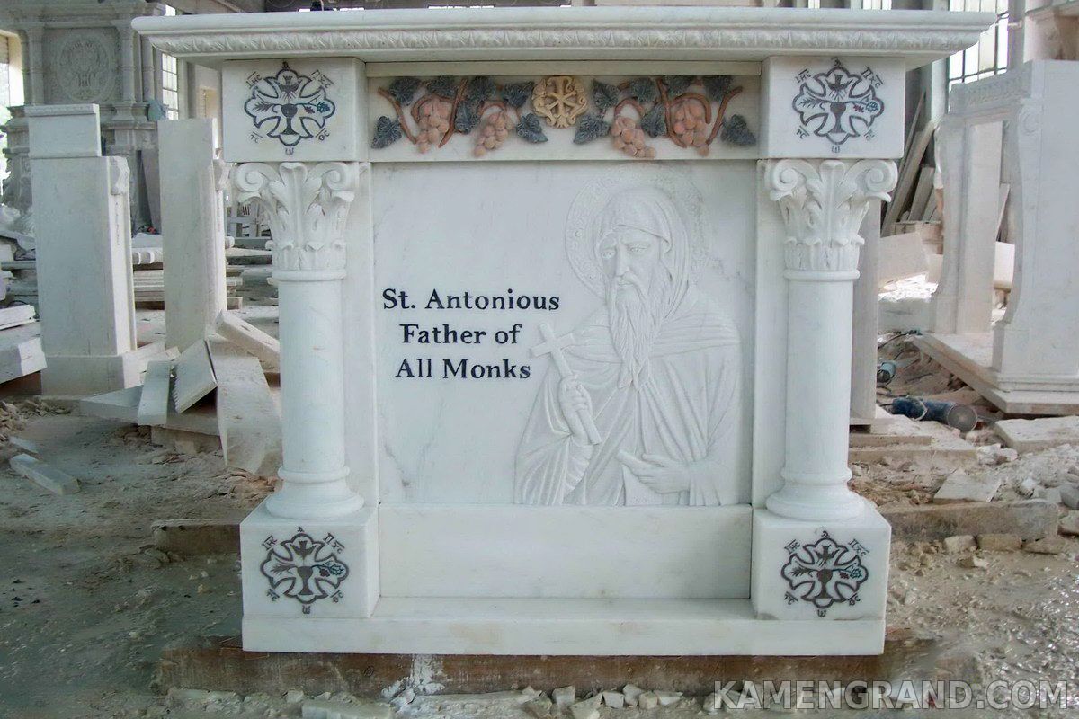 Каменный престол из белого мрамора «Св. Антоний»