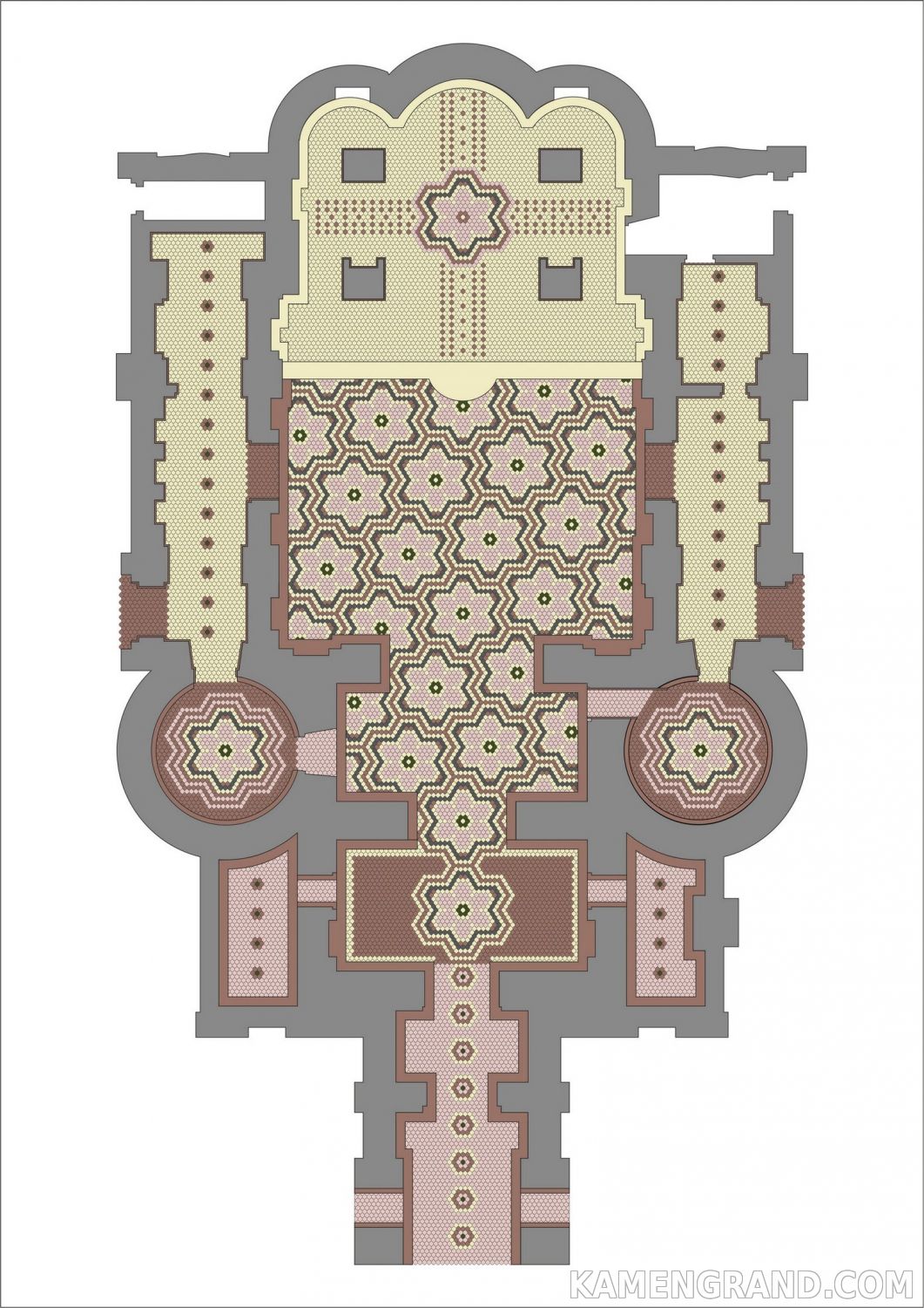 Гранитная мозаика на пол- проект пола для храма