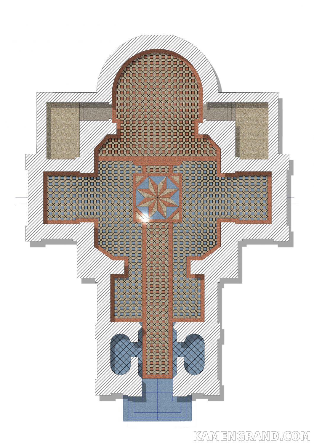 Проект пола из гранитной плитки Византийская мозаика серии 