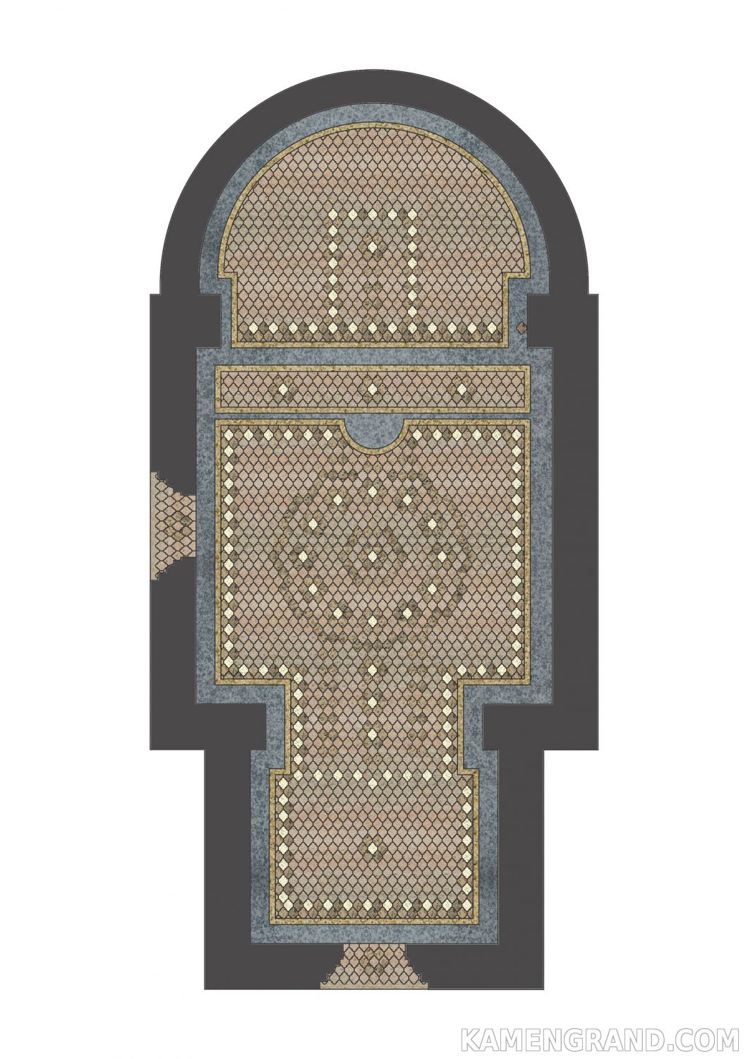 Проект пола из гранитной плитки Византийская мозаика серии 