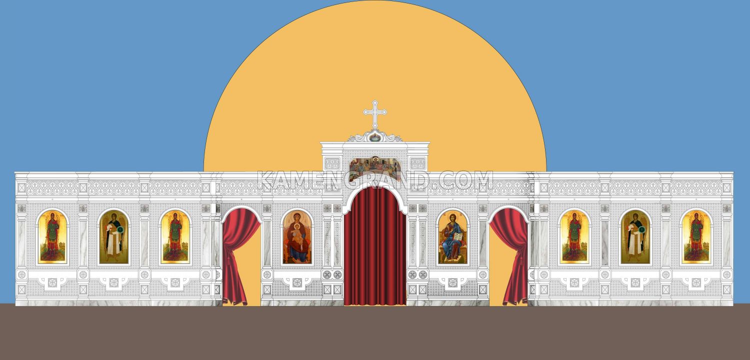 Белый мраморный иконостас для Покровского кафедрального собора г.Шахты