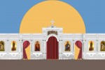 Белый мраморный иконостас в византийском стиле